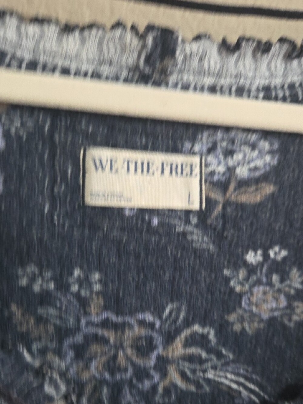 We The Free Vintage Blue Floral Ribbed Long-Sleeve Tee - Picture 4 of 8
